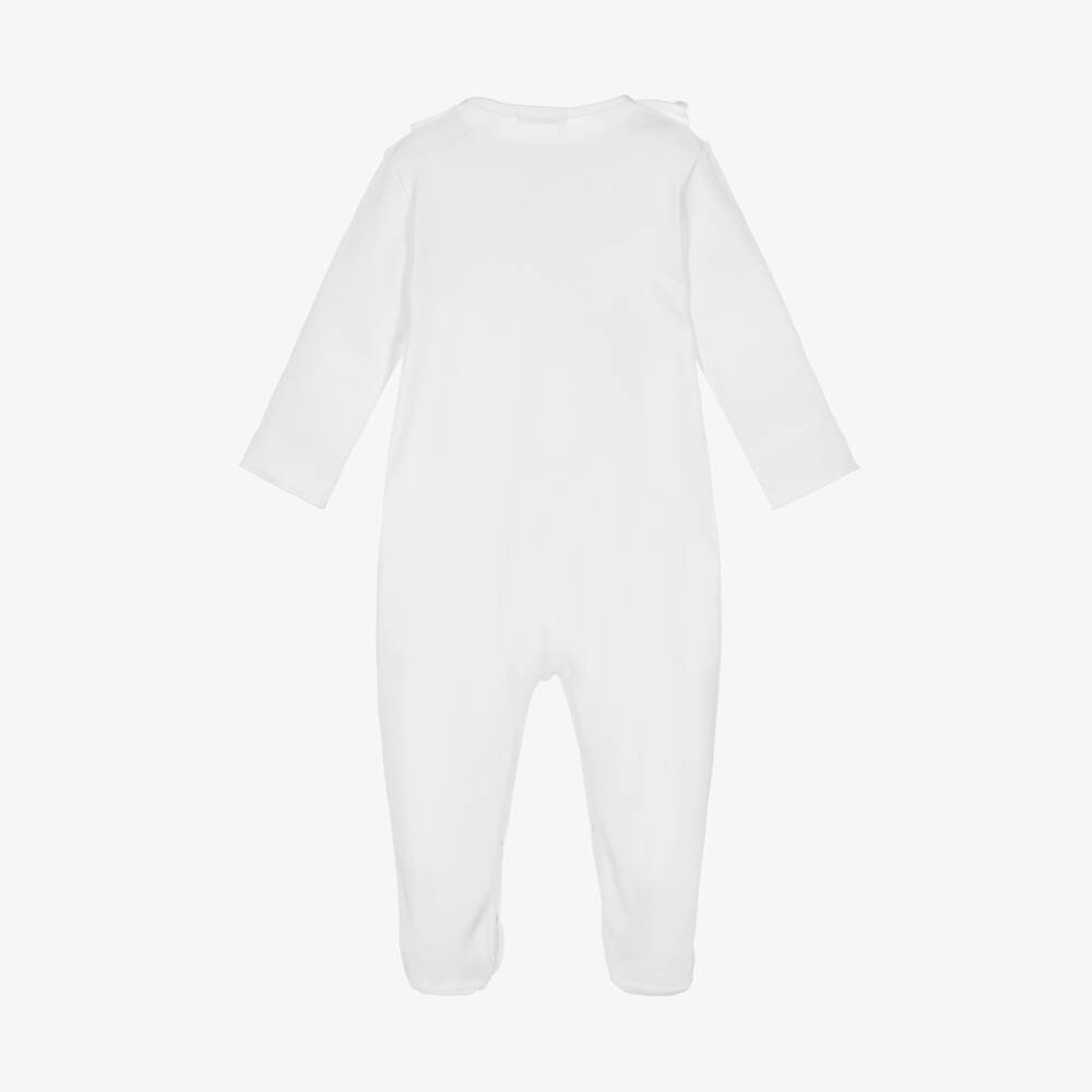 Sofija-Girls White Floral Print Cotton Babygrow | Childrensalon