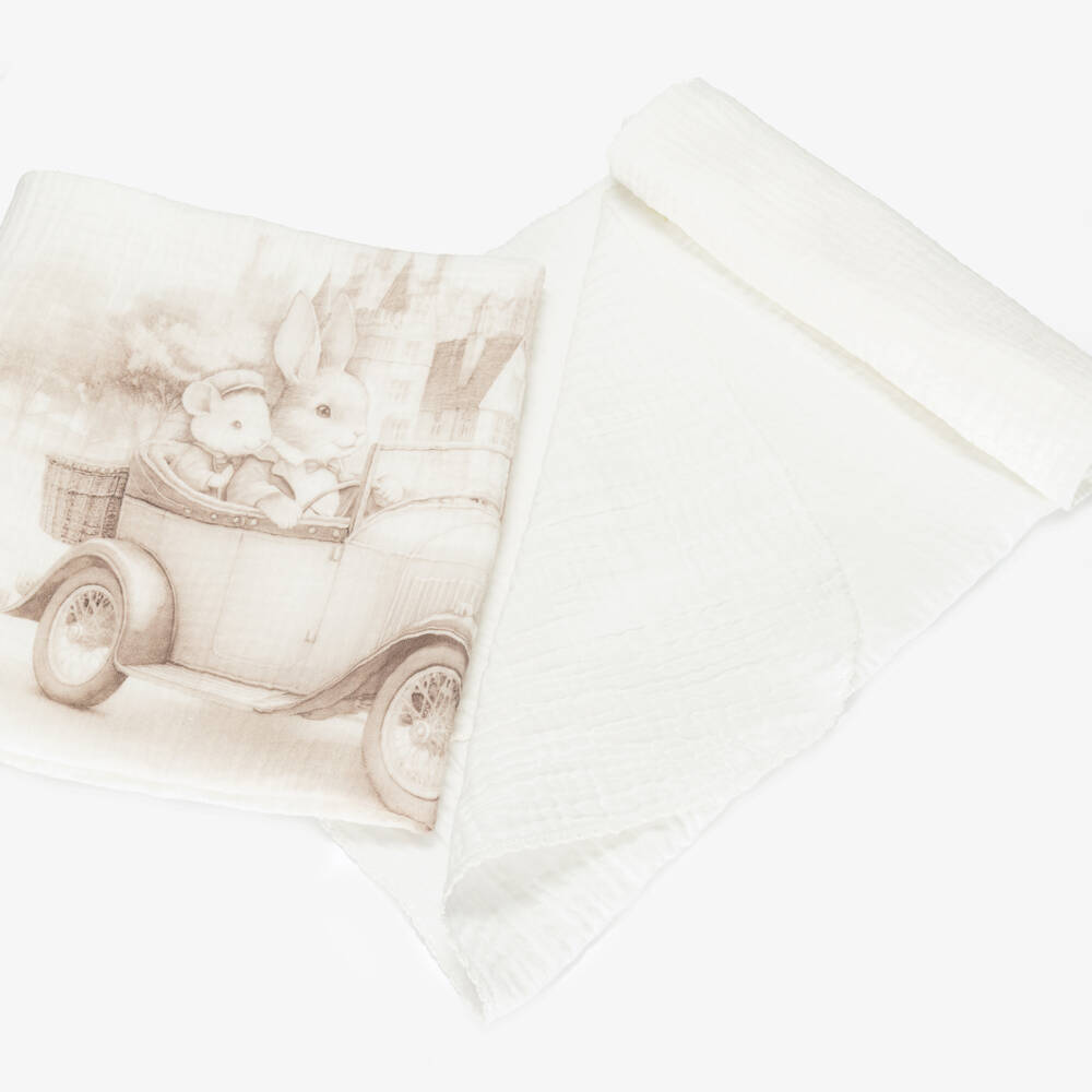 Sofija-Ivory & Bunny Print Cotton Muslins (2 Pack) | Childrensalon