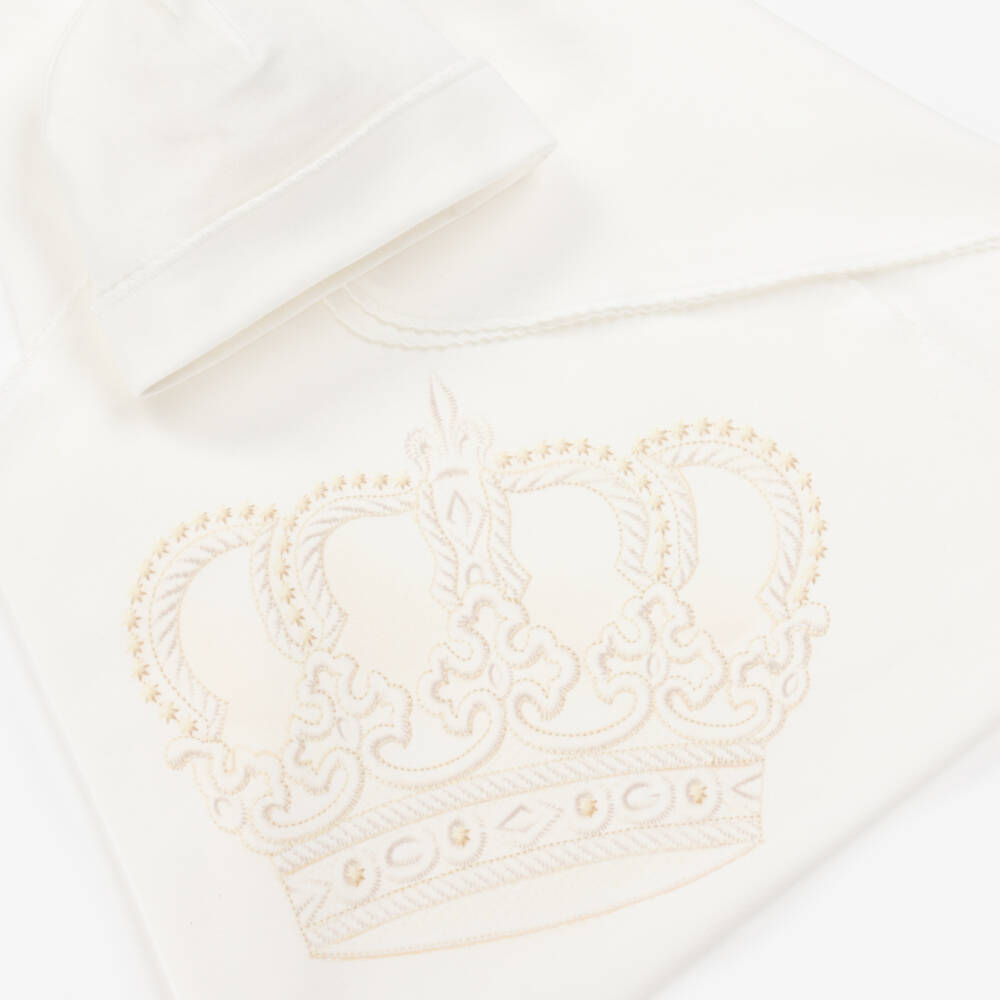 Sofija-Ivory Cotton Blanket & Hat Set | Childrensalon