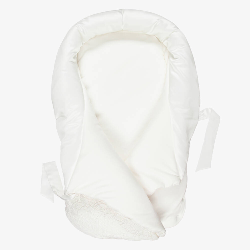 Sofija-Ivory Cotton Jersey Baby Nest with Crown (64cm) | Childrensalon