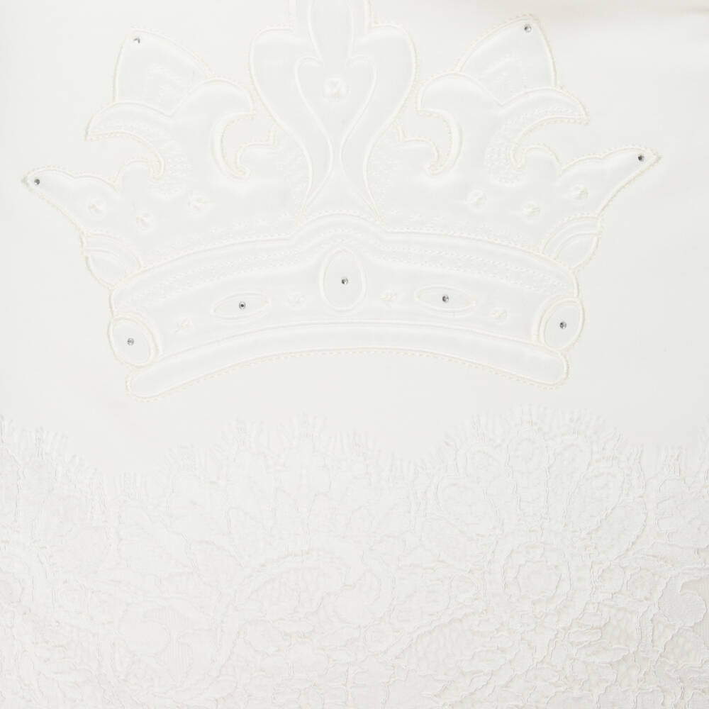 Sofija-Ivory Cotton Jersey Baby Nest with Crown (64cm) | Childrensalon