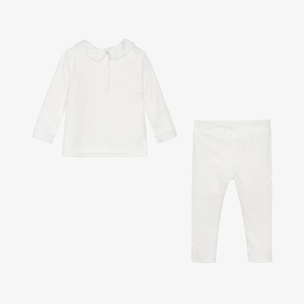 Sofija-Ivory Velour Baby Trouser Set | Childrensalon