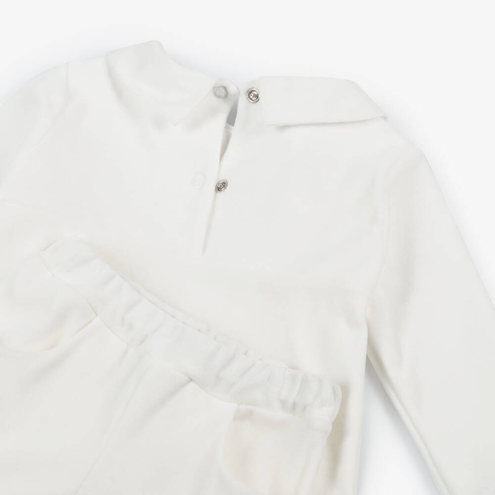 Sofija-Ivory Velour Baby Trouser Set | Childrensalon