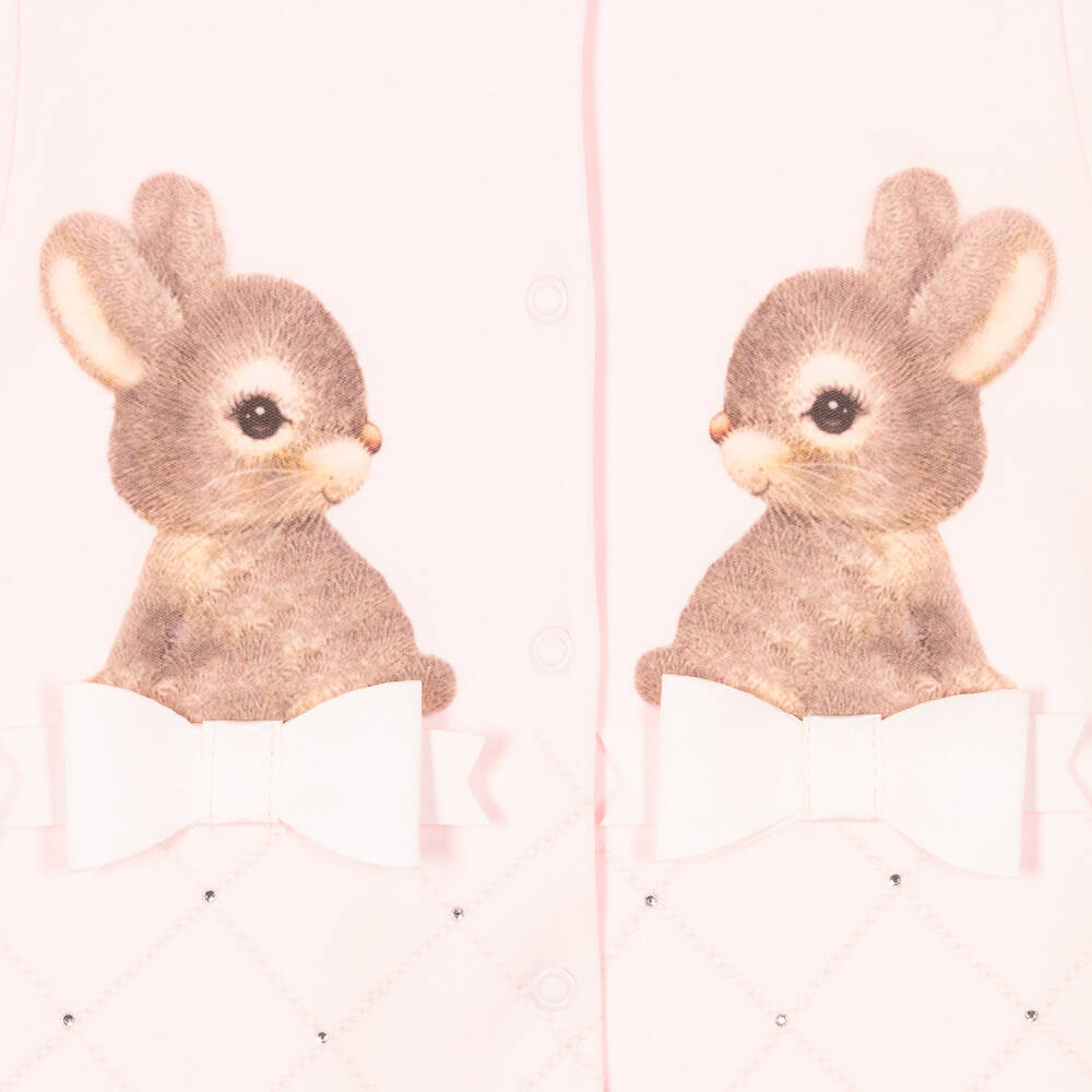 Sofija-Розовый хлопковый комбинезон с кроликами | Childrensalon