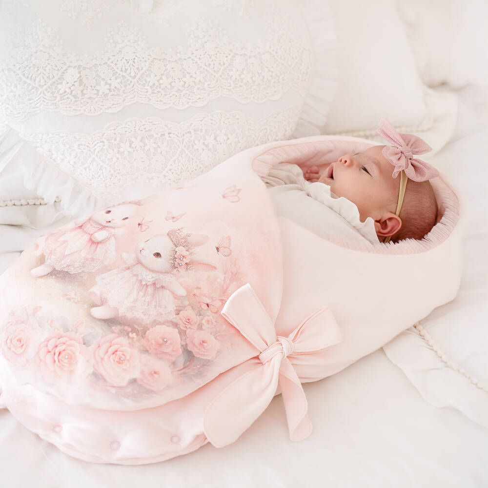 Sofija-Pink Cotton Bunny Rabbit Padded Nest (68cm) | Childrensalon