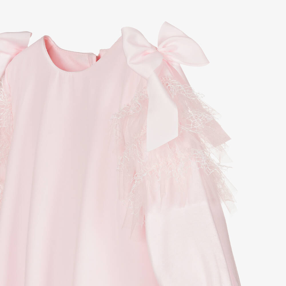 Sofija-Шелковистое розовое хлопковое платье для малышей | Childrensalon