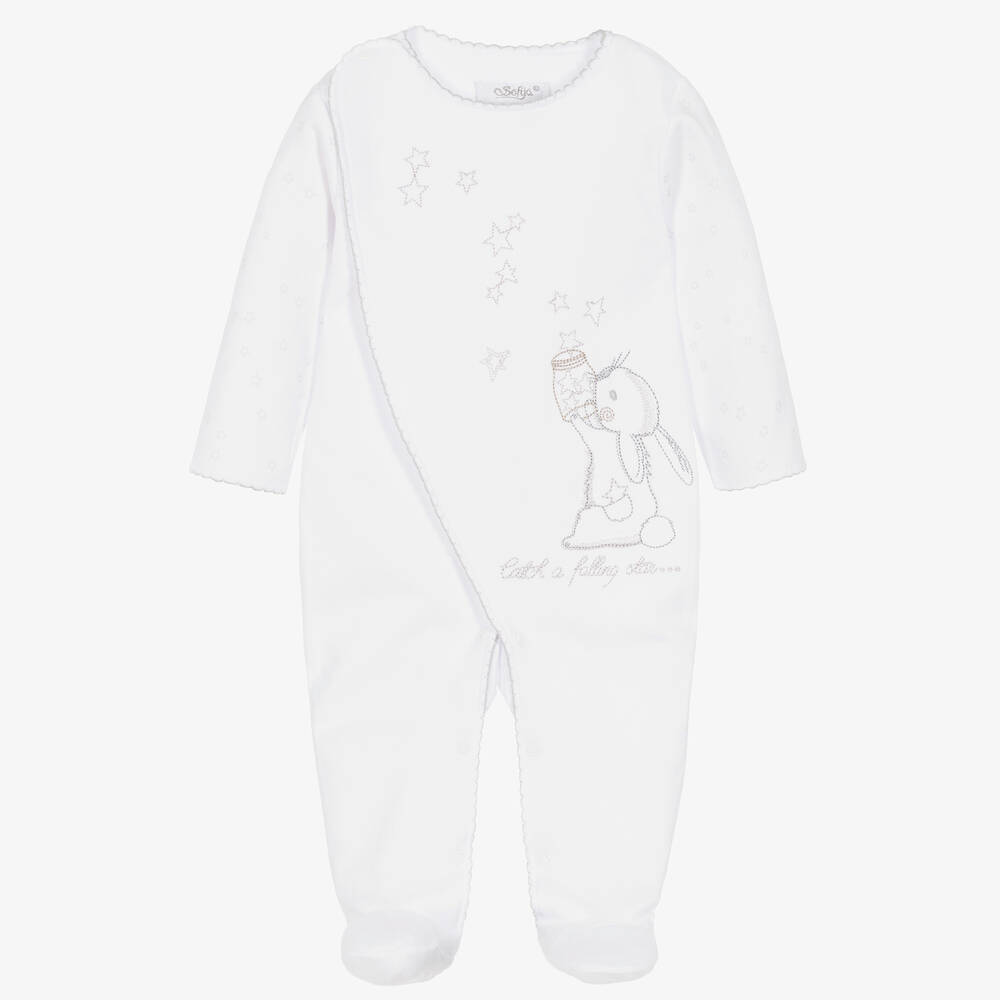 Sofija-Белый хлопковый комбинезон | Childrensalon