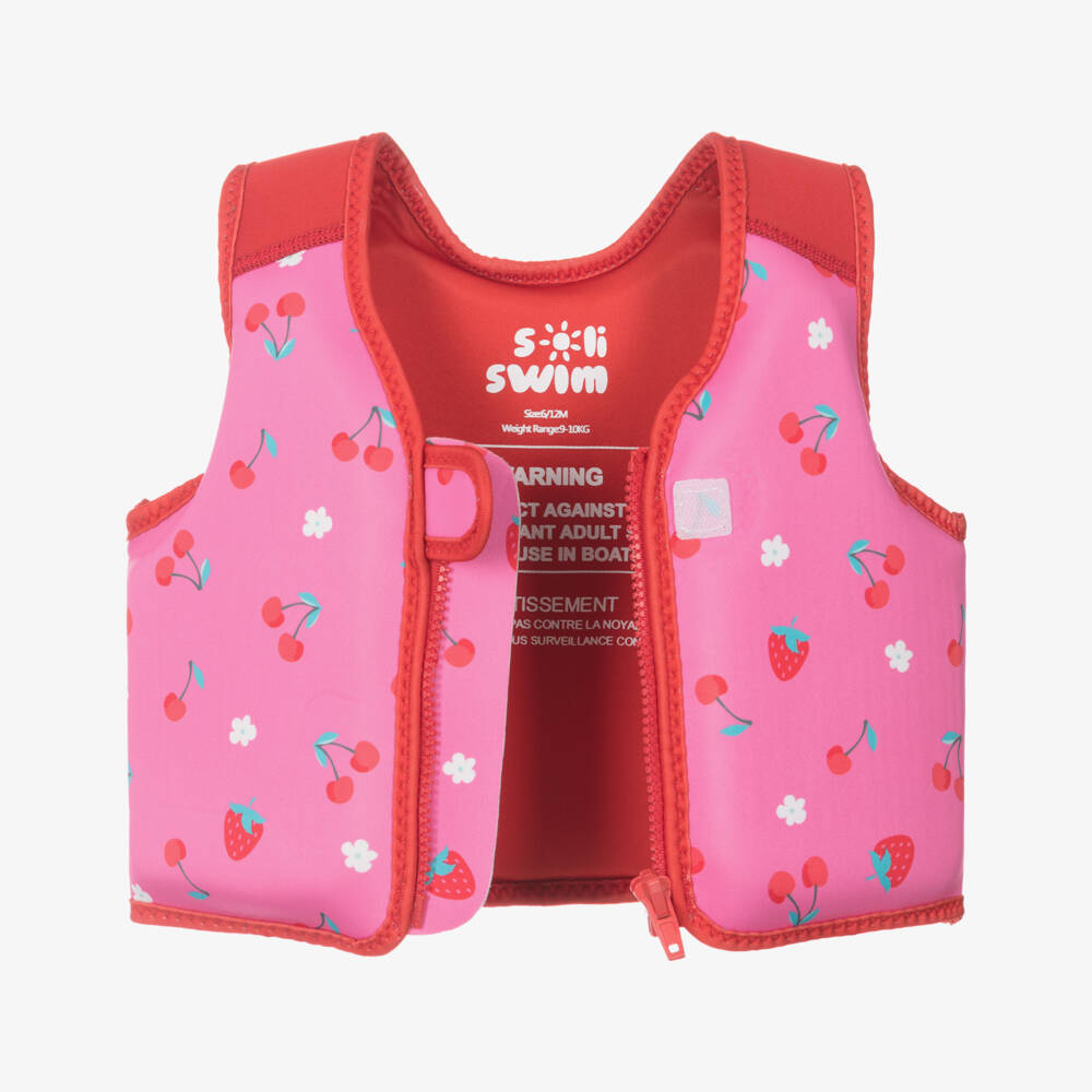 Soli Swim-Pink Fruit Print Swimming Float Vest | Childrensalon