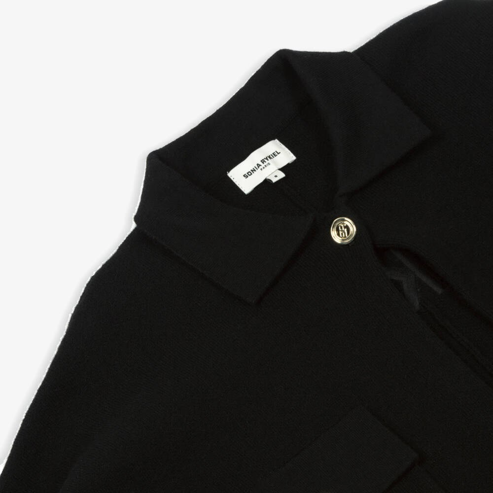 Sonia Rykiel Paris-Girls Black Cotton & Wool Cape | Childrensalon