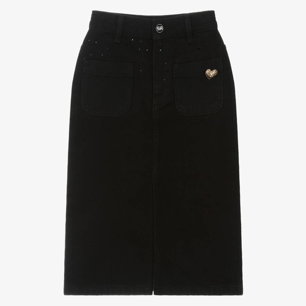 Sonia Rykiel Paris-Girls Black Denim Skirt | Childrensalon
