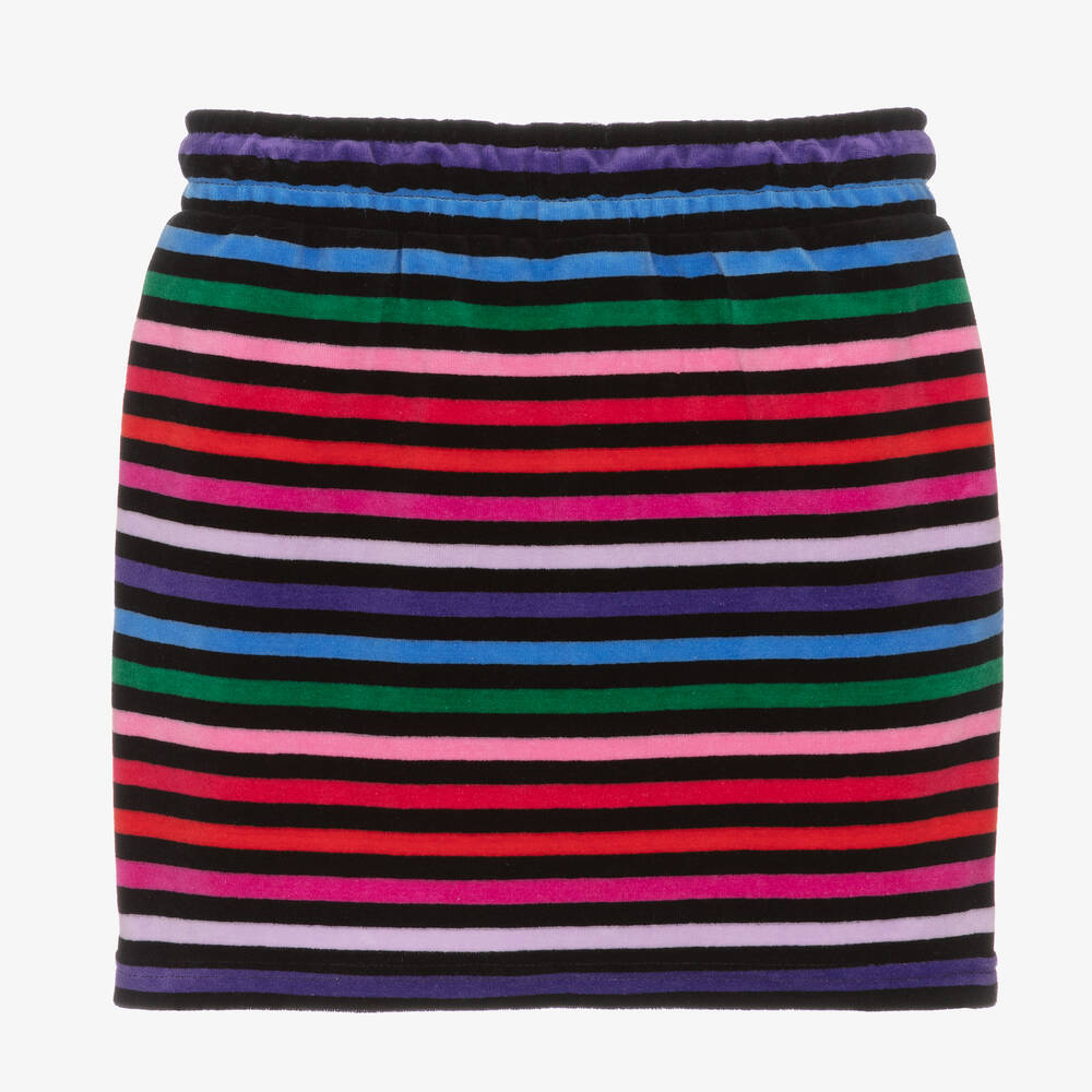 Sonia Rykiel Paris-Teen Girls Black Striped Velour Skirt | Childrensalon