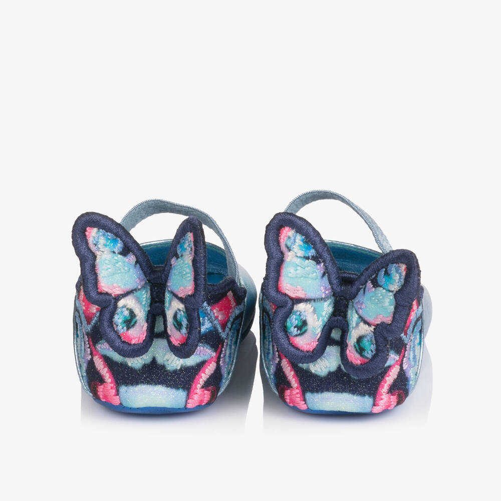 Sophia Webster Mini-Baby Girls Metallic Blue Leather Butterfly Pre-Walkers | Childrensalon