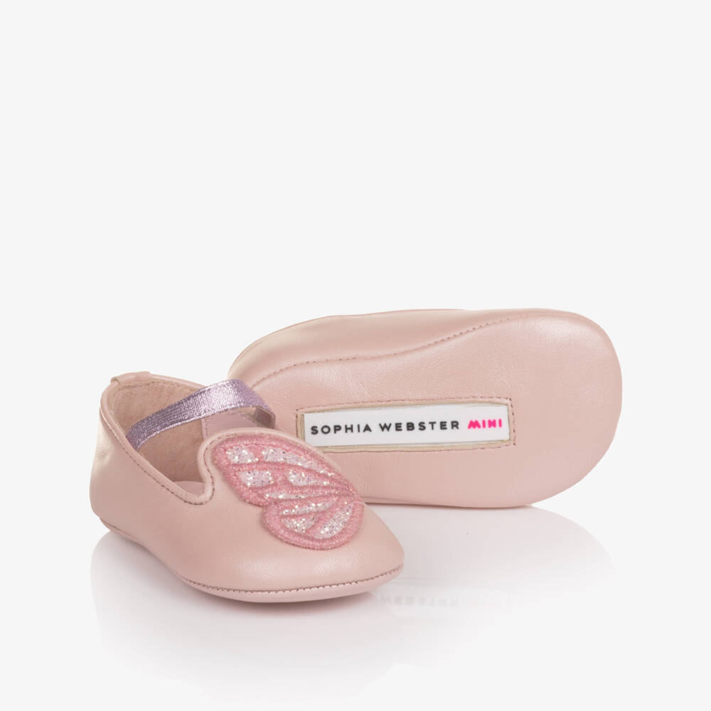 Sophia Webster Mini-Пинетки из пастельно-розовой кожи с бабочкой для малышек | Childrensalon