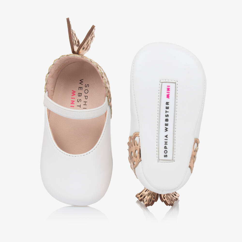 Sophia Webster Mini-Baby Girls White Leather Butterfly Pre-Walkers | Childrensalon