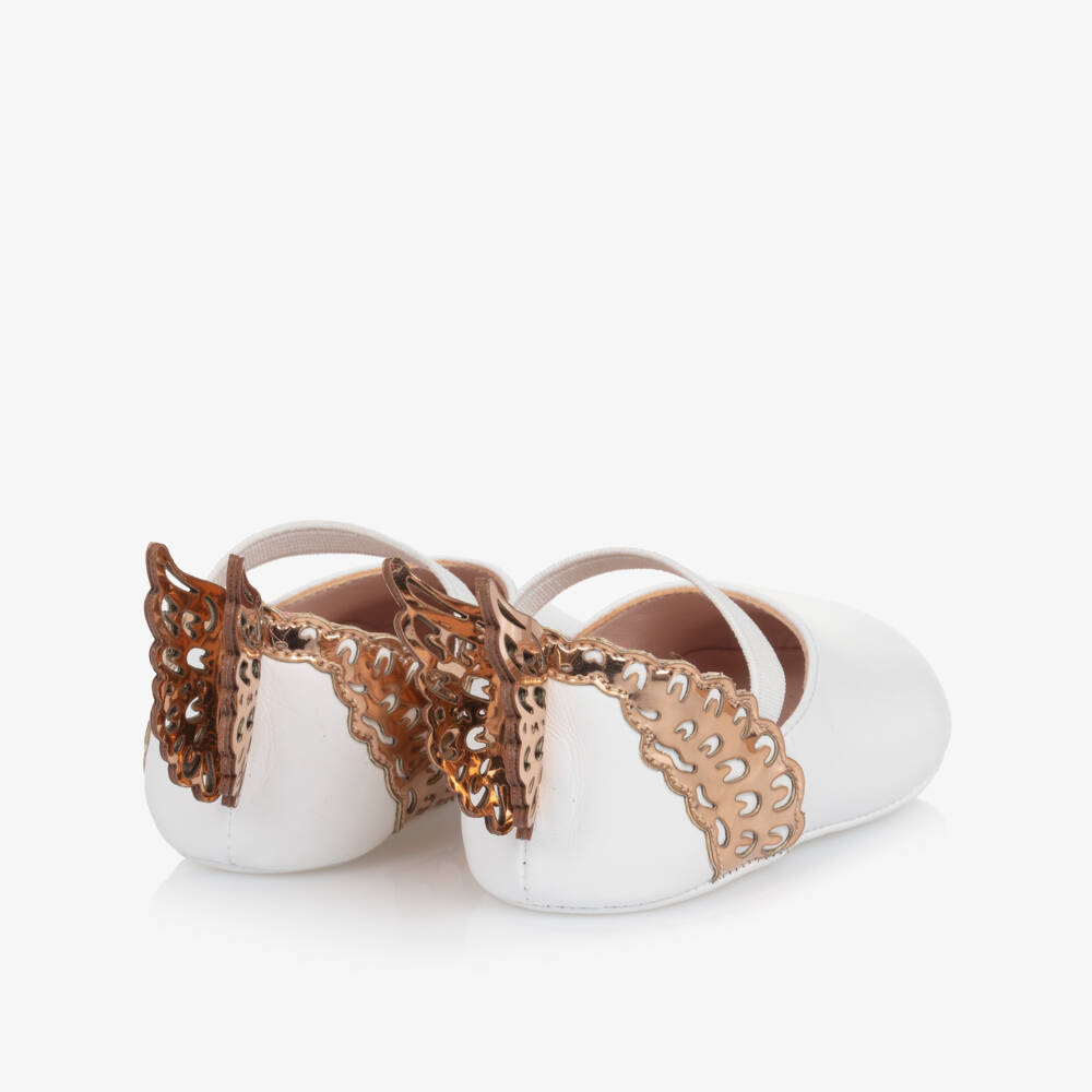 Sophia Webster Mini-Baby Girls White Leather Butterfly Pre-Walkers | Childrensalon