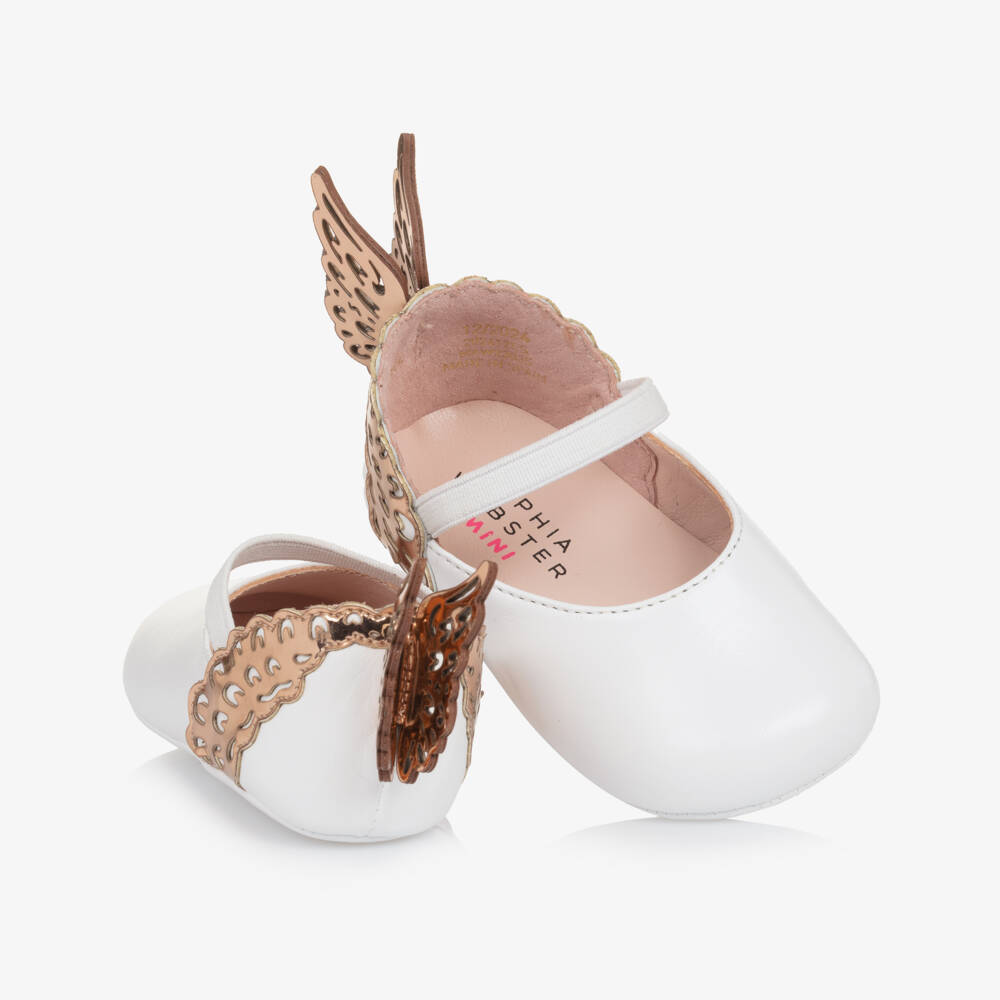 Sophia Webster Mini-Baby Girls White Leather Butterfly Pre-Walkers | Childrensalon