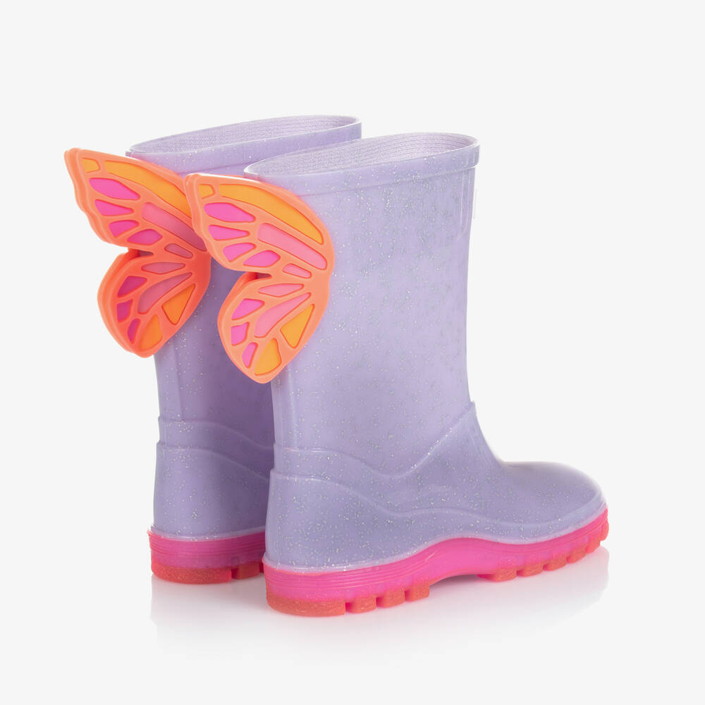 Sophia Webster Mini-Girls Purple Butterfly Rain Boots | Childrensalon