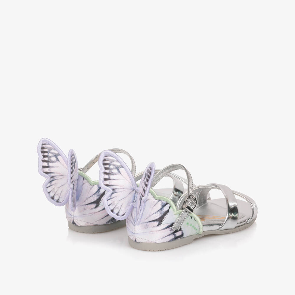 Sophia Webster Mini-Girls Silver Leather Chiara Sandals | Childrensalon