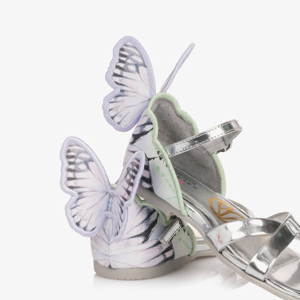 Sophia Webster Mini-Girls Silver Leather Chiara Sandals | Childrensalon