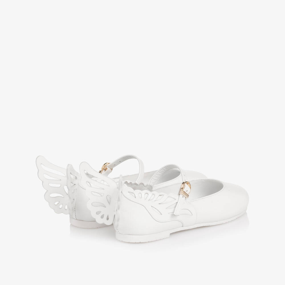 Sophia Webster Mini-Girls White Leather Heavenly Butterfly Shoes | Childrensalon