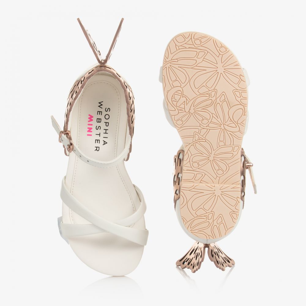 Sophia Webster Mini-Белые кожаные сандалии для девочек | Childrensalon