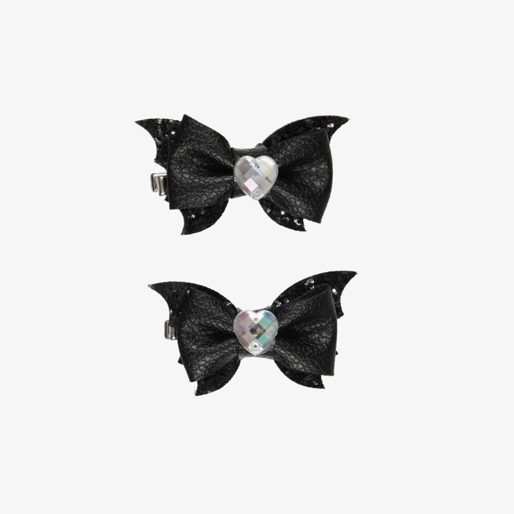 Souza-Girls Black Bow & Bat Hair Clips (2 Pack) | Childrensalon