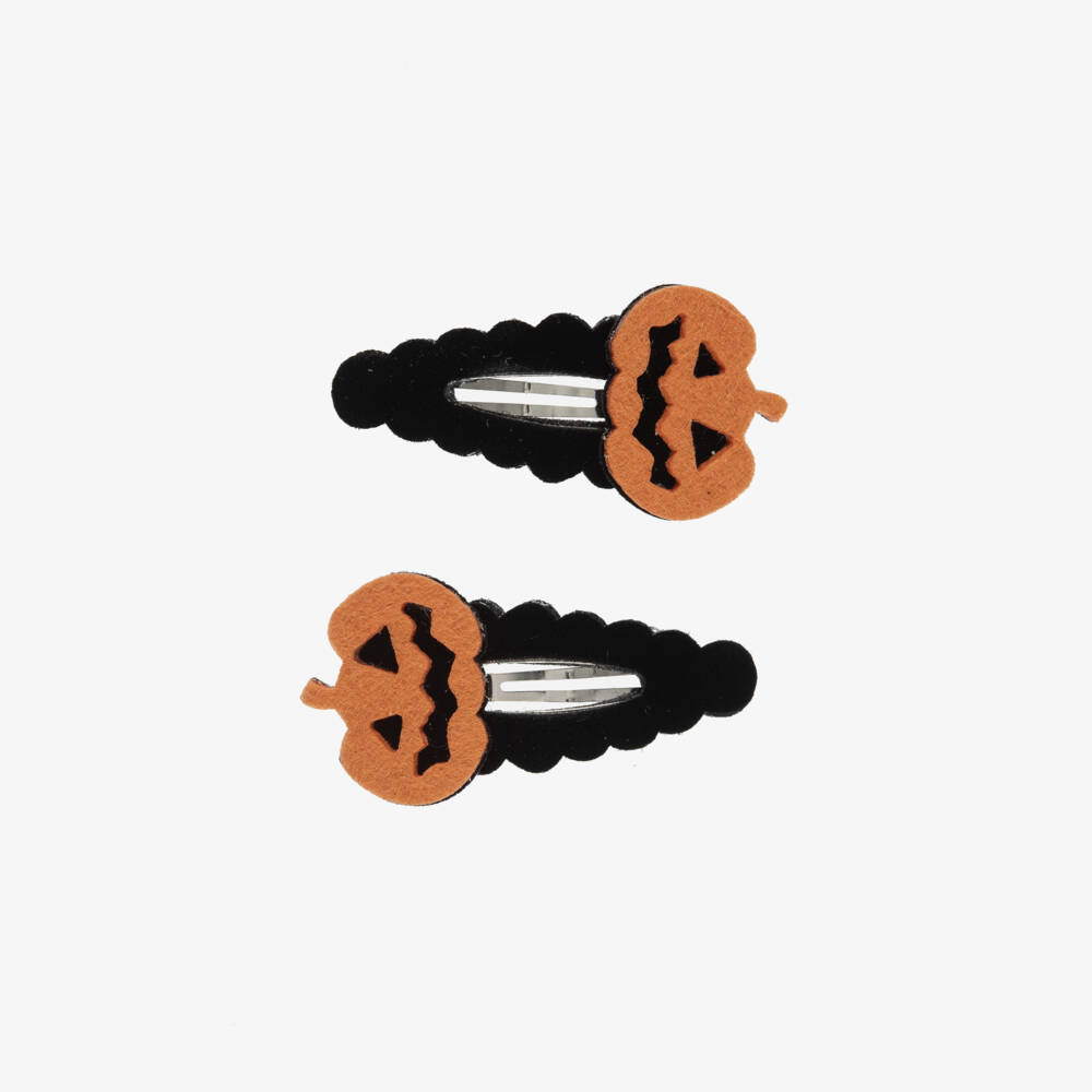 Souza-Girls Black & Orange Pumpkin Hair Clips (2 Pack) | Childrensalon