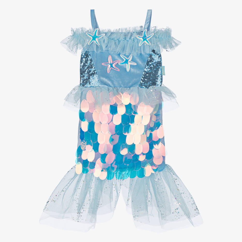 Souza-Girls Blue Sequinned Mermaid Costume | Childrensalon