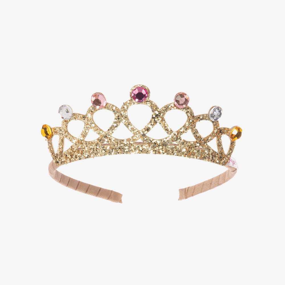 Souza-Girls Glittery Gold Jewelled Crown Hairband | Childrensalon
