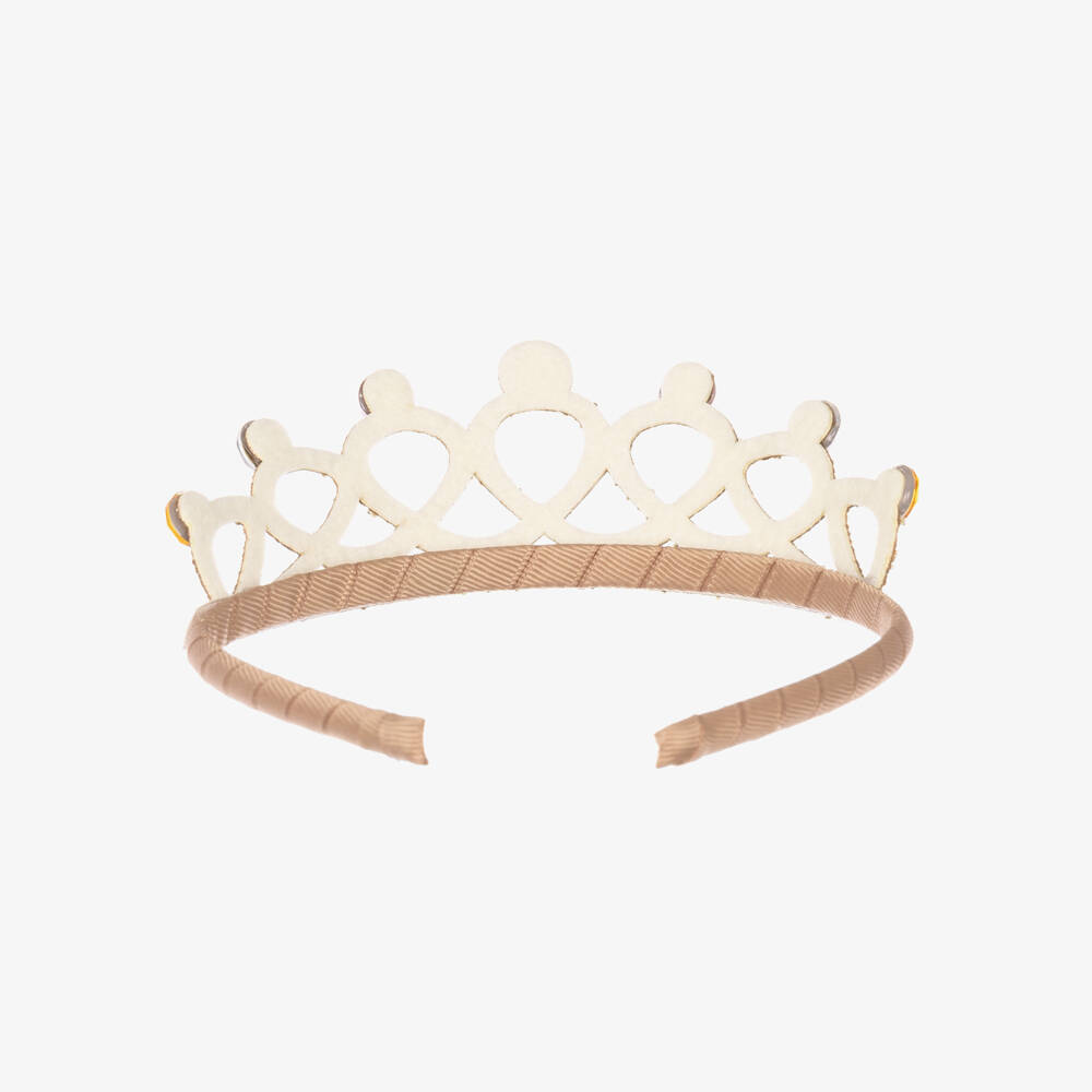 Souza-Girls Glittery Gold Jewelled Crown Hairband | Childrensalon