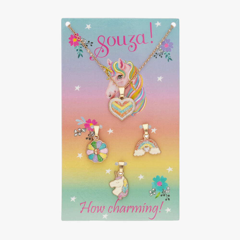 Souza-Girls Gold Chain Necklace with Interchangable Pendants (41cm) | Childrensalon