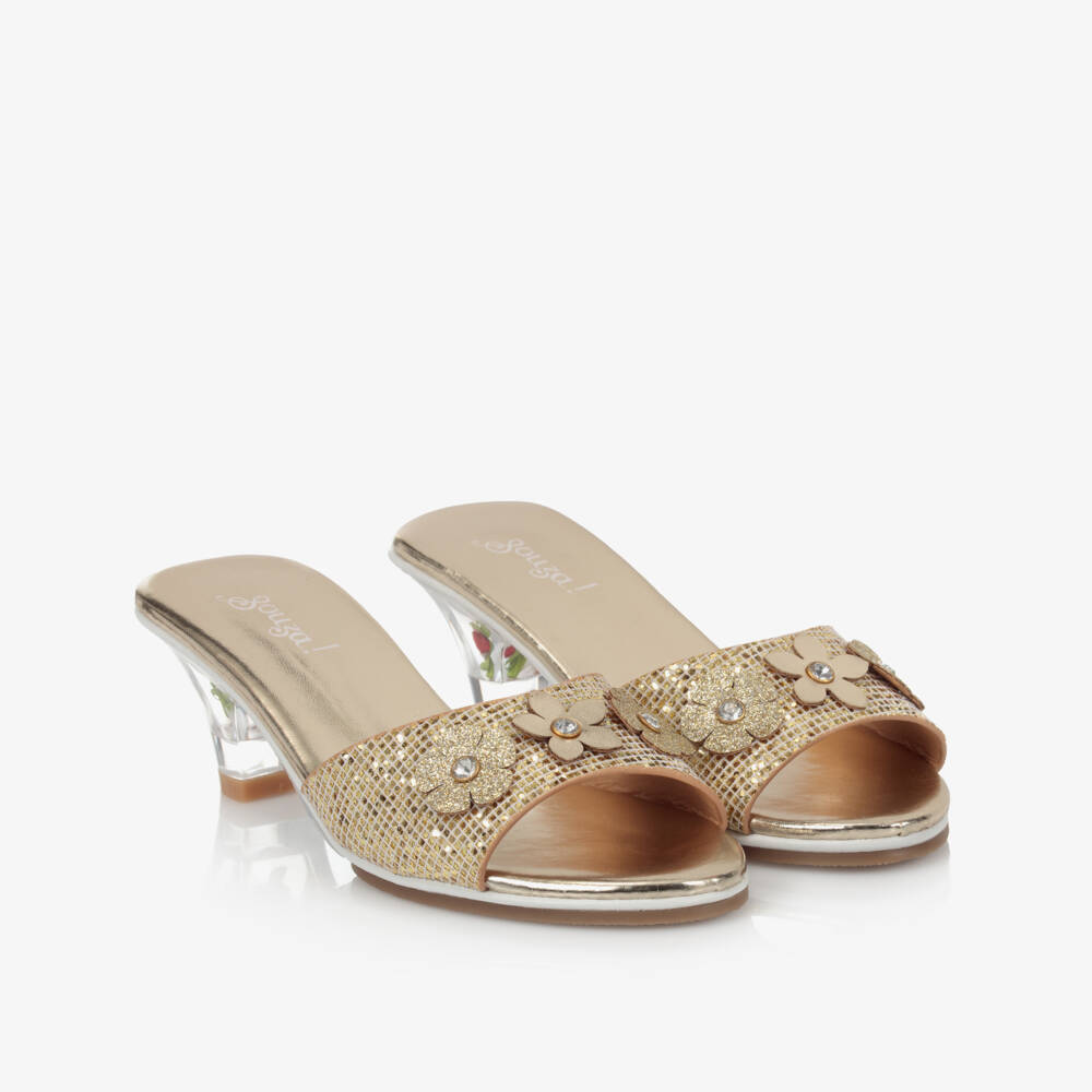 Souza-Girls Gold Heeled Costume Shoes | Childrensalon
