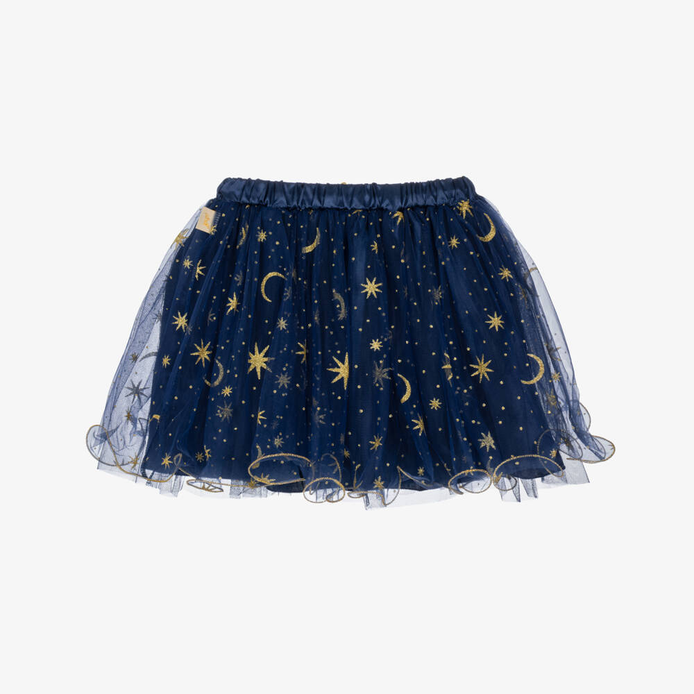 Souza-Girls Navy Blue & Glittery Gold Dressing-Up Tutu Skirt | Childrensalon