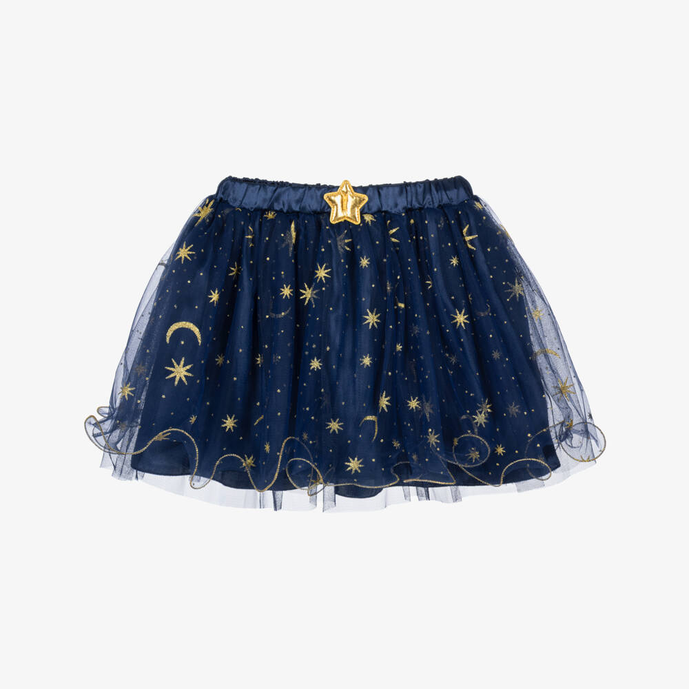 Souza-Girls Navy Blue & Glittery Gold Dressing-Up Tutu Skirt | Childrensalon