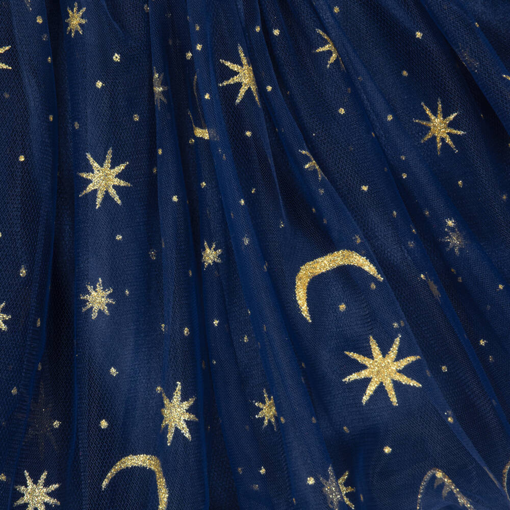 Souza-Girls Navy Blue & Glittery Gold Dressing-Up Tutu Skirt | Childrensalon