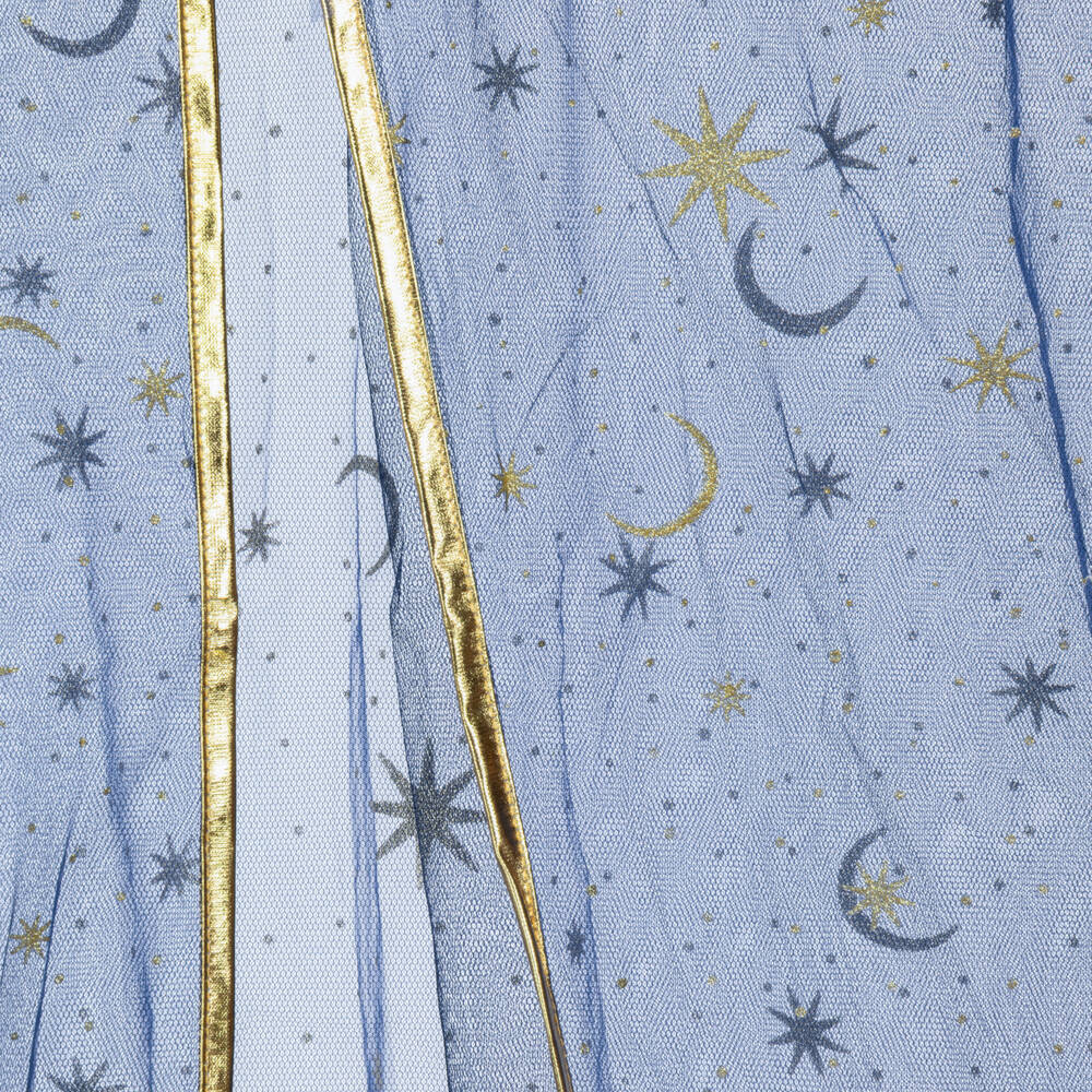 Souza-Girls Navy Blue & Glittery Gold Tulle Witch Cape | Childrensalon