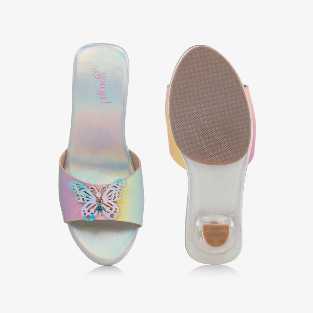 Souza-Girls Pink & Silver Iridescent Heeled Shoes | Childrensalon
