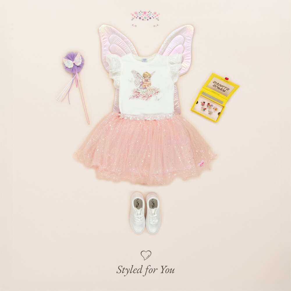 Souza-Girls Pink Tulle Tutu Skirt with Iridescent Star Print | Childrensalon