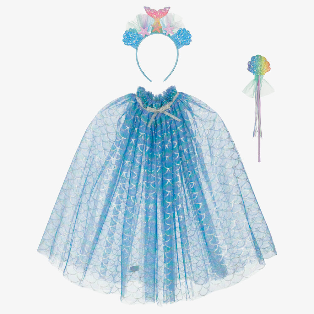 Souza-Girls Shimmery Blue Mermaid Cape Dressing-Up Set | Childrensalon