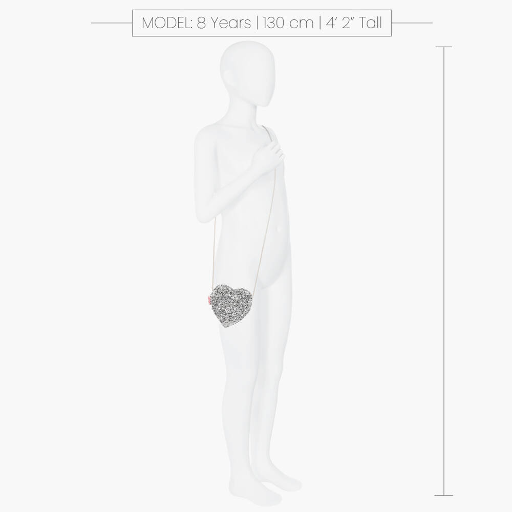 Souza-Girls Silver Sequin Heart Shoulder Bag (12cm) | Childrensalon