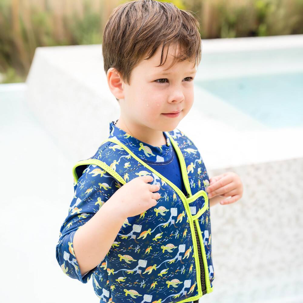 Splash About-Boys Navy Blue Turtle & Stingray Print Float Vest | Childrensalon