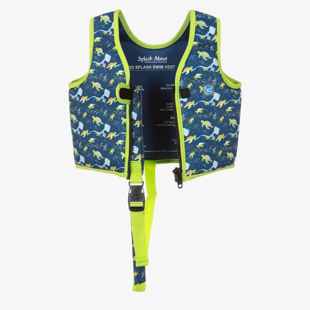 Splash About-Boys Navy Blue Turtle & Stingray Print Float Vest | Childrensalon