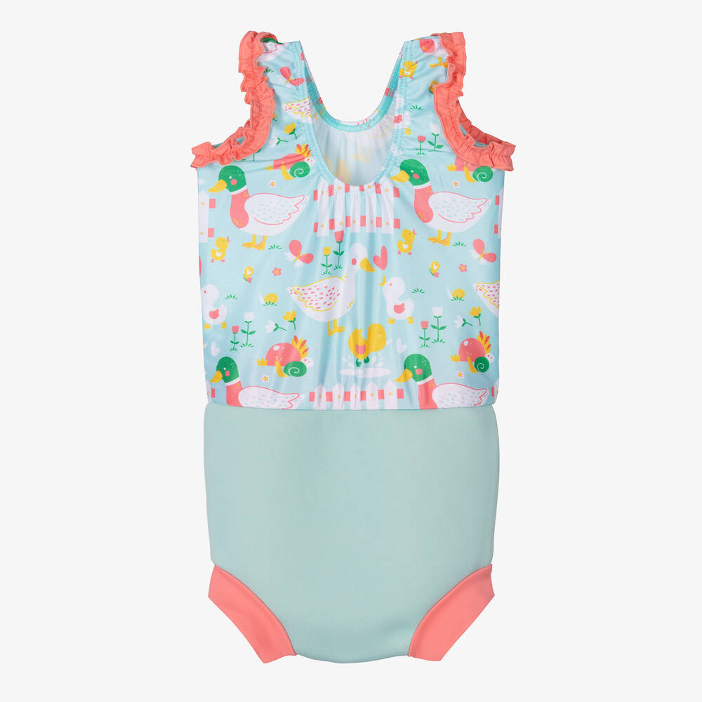 Splash About-Girls Blue Happy Nappy Swimsuit (UPF50+) | Childrensalon