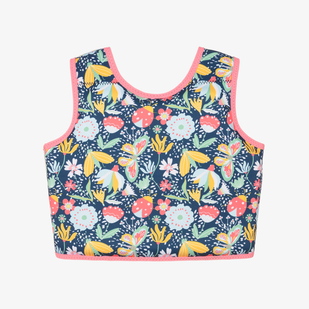 Splash About-Girls Navy Blue & Pink Floral Print Float Vest | Childrensalon