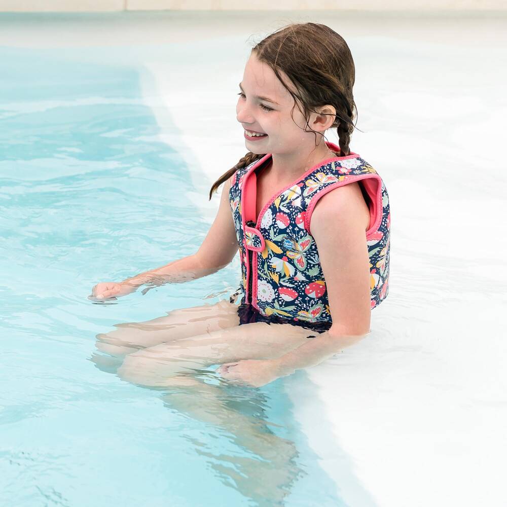 Splash About-Girls Navy Blue & Pink Floral Print Float Vest | Childrensalon