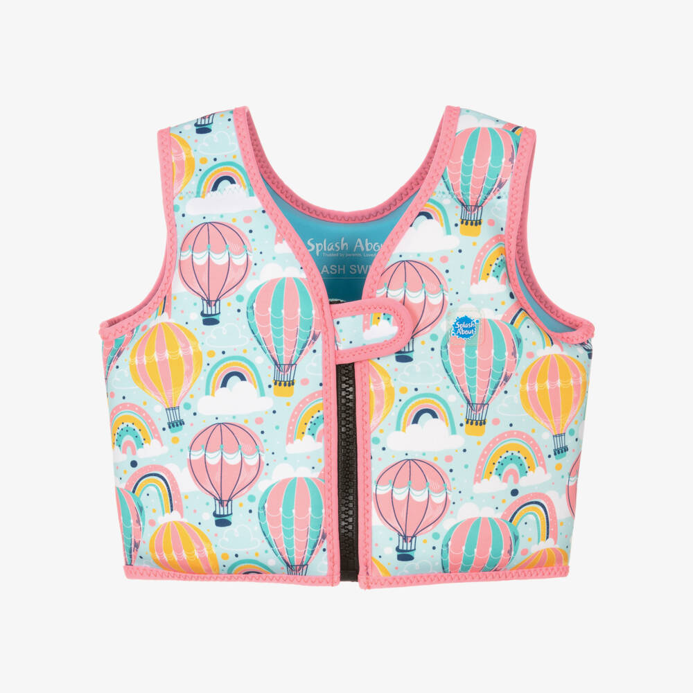 Splash About-Girls Pale Blue Hot Air Balloon Print Float Suit | Childrensalon