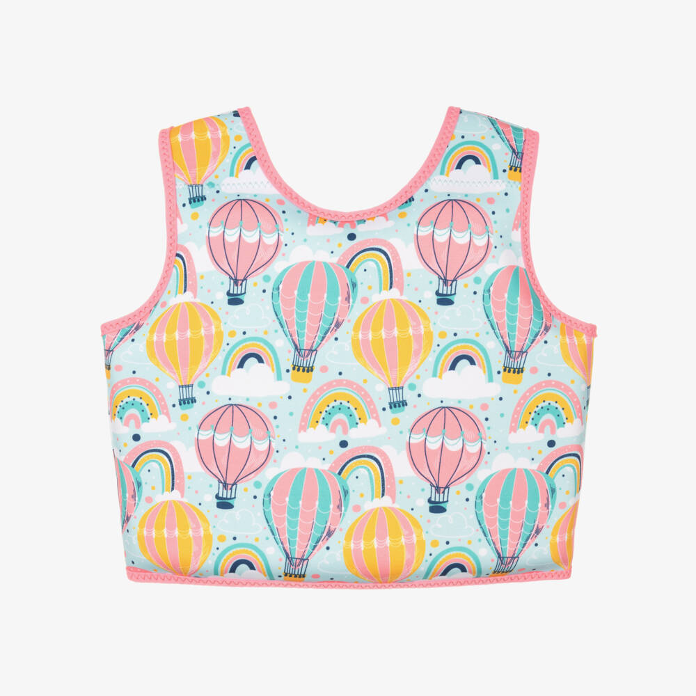 Splash About-Girls Pale Blue Hot Air Balloon Print Float Vest | Childrensalon