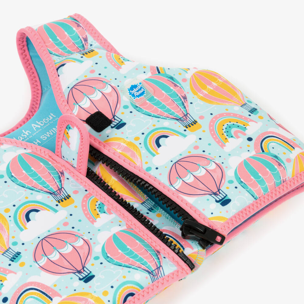 Splash About-Girls Pale Blue Hot Air Balloon Print Float Vest | Childrensalon
