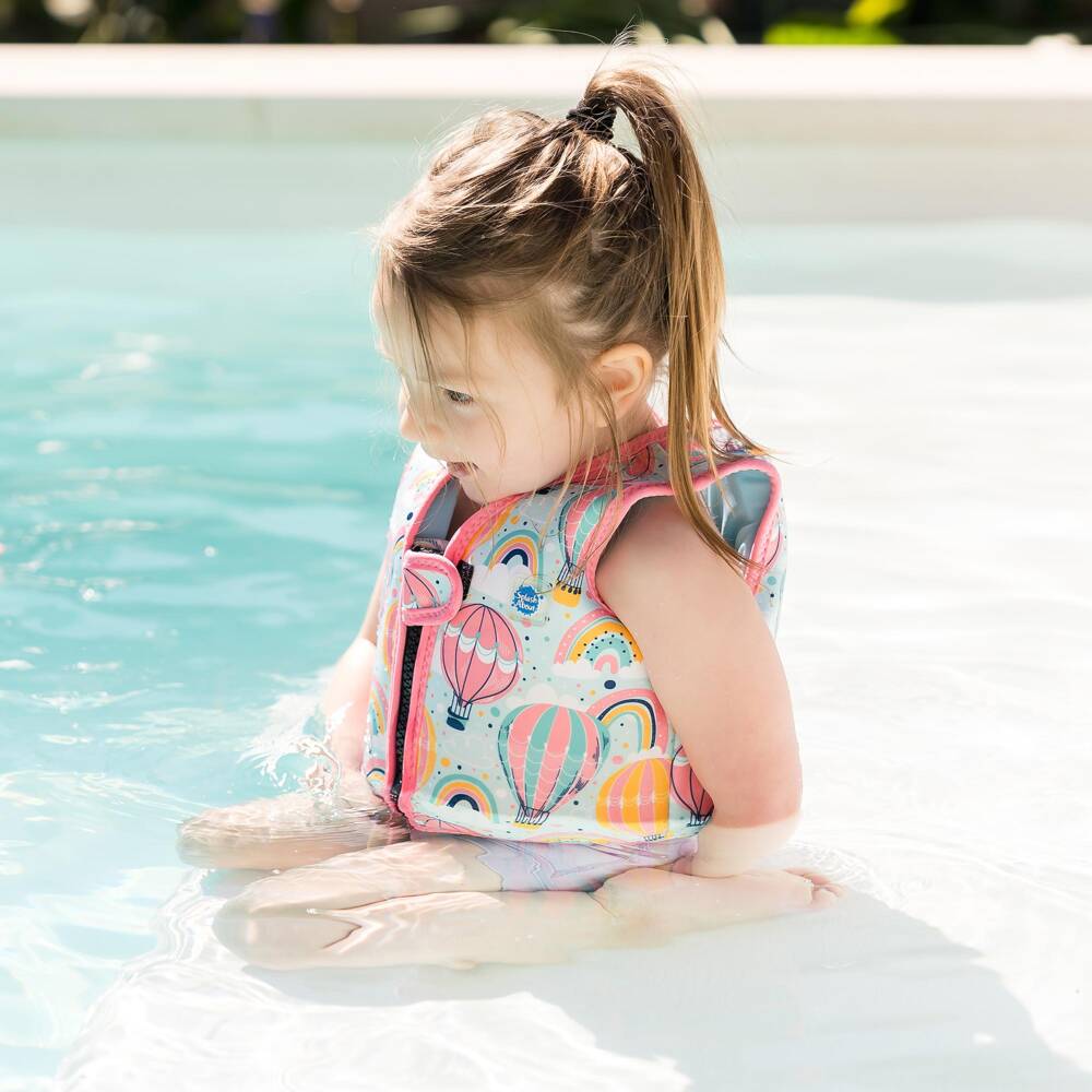 Splash About-Girls Pale Blue Hot Air Balloon Print Float Vest | Childrensalon