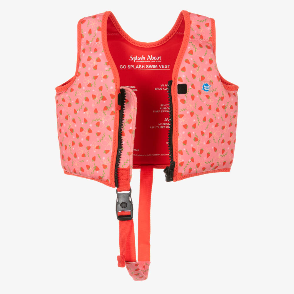 Splash About-Girls Pink Strawberry Print Float Vest | Childrensalon